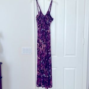 S-Twelve Maxi Dress. Plum w/ braided straps and ruched bust. Large. Worn once.